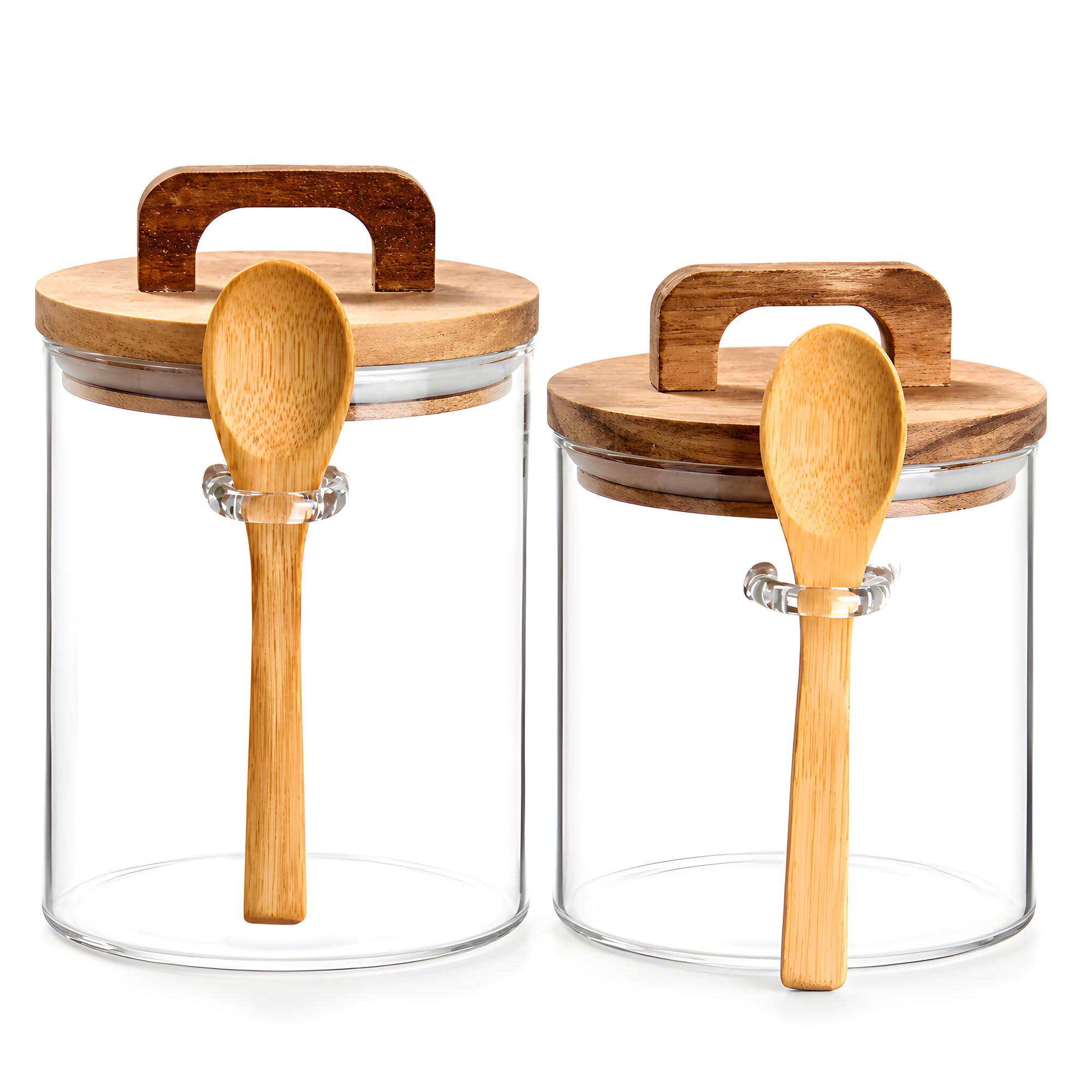 Trez Treamer sugar bowl 650ml glass jar with wooden lid and spoon