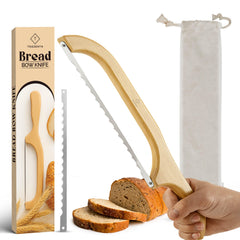 TREZENTA Wooden Bread Bow Knife 15.7 inch with Acacia handle