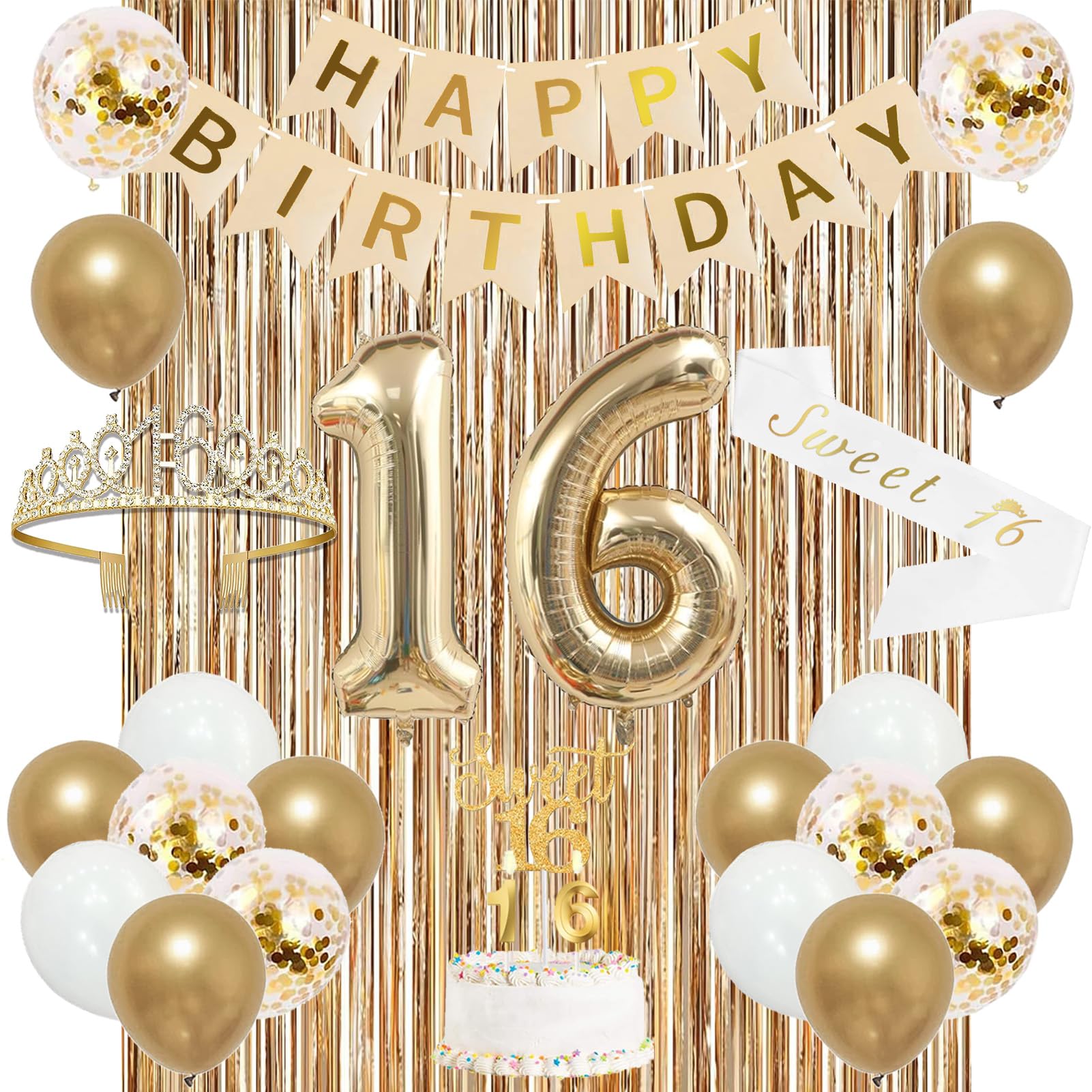 Trgowaul gold champagne 16th banner for girls