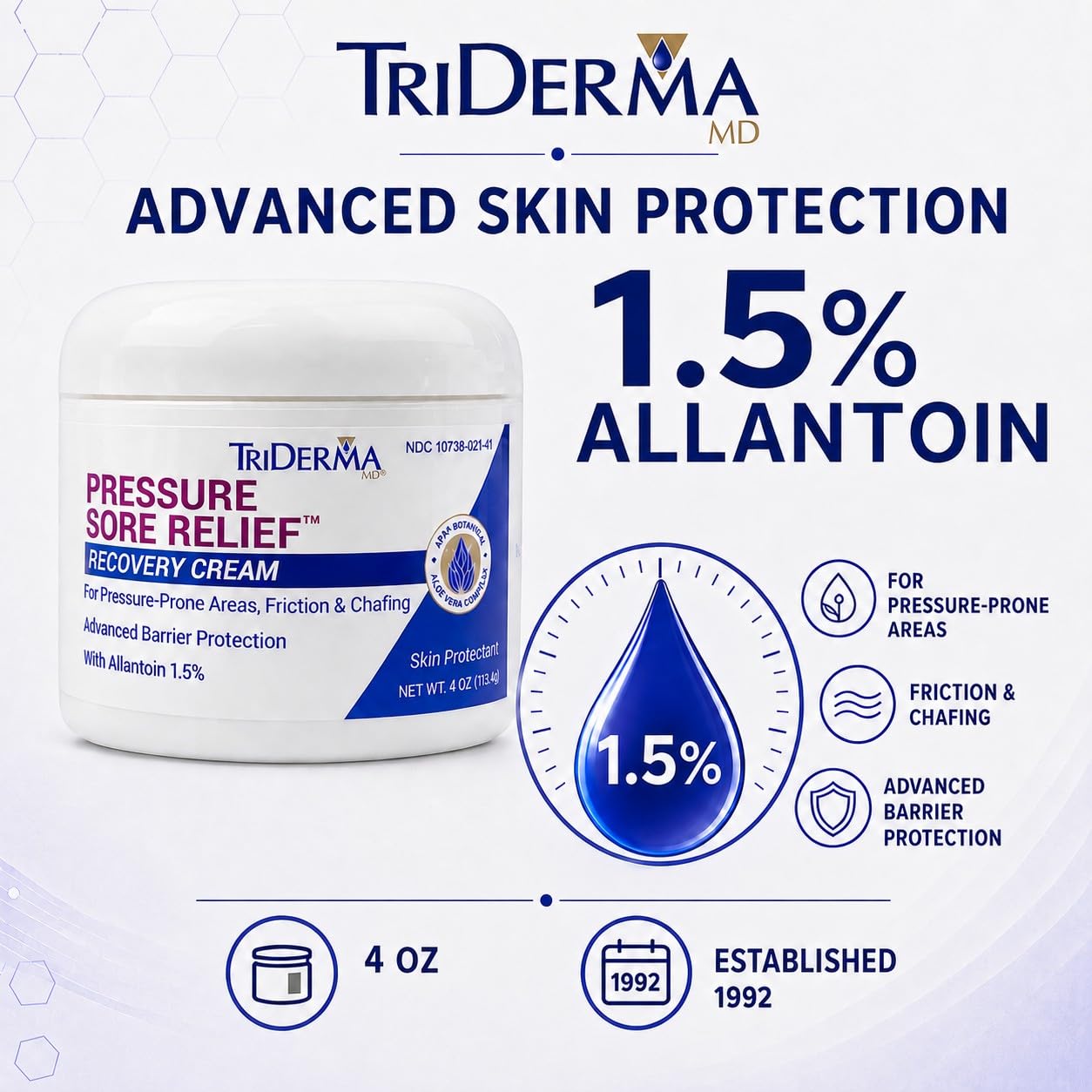 TriDerma MD Pressure Sore Relief Healing Cream for Bed Sores packaging