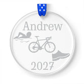 Triathlon Ornament clear acrylic 3 inch diameter product image