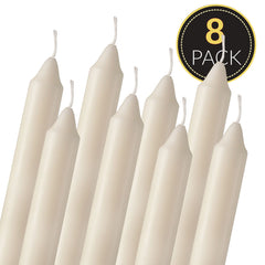 Pack of 8 Tribello Ivory Short Taper Candles