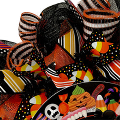 Trick or Treat Halloween Candy Wreath indoor outdoor use