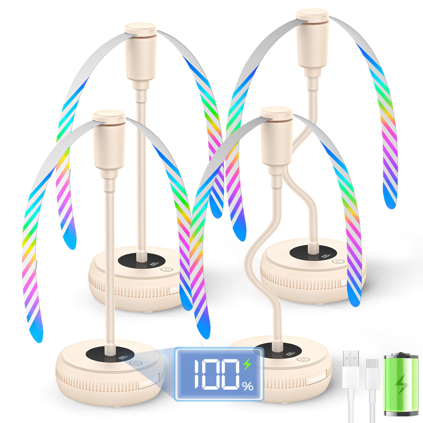 TriPole Fly Fans for Tables LED display on a dining table