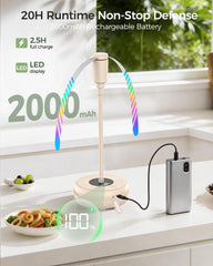Rechargeable outdoor fly fan with LED display battery indicator