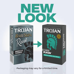 Trojan Raw latex condoms product label