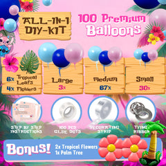 Tropical leaves and flowers included in kit