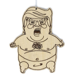 Trump Baby Christmas Ornament birch wood