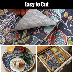 Non adhesive shelf liner protecting surface in cabinet