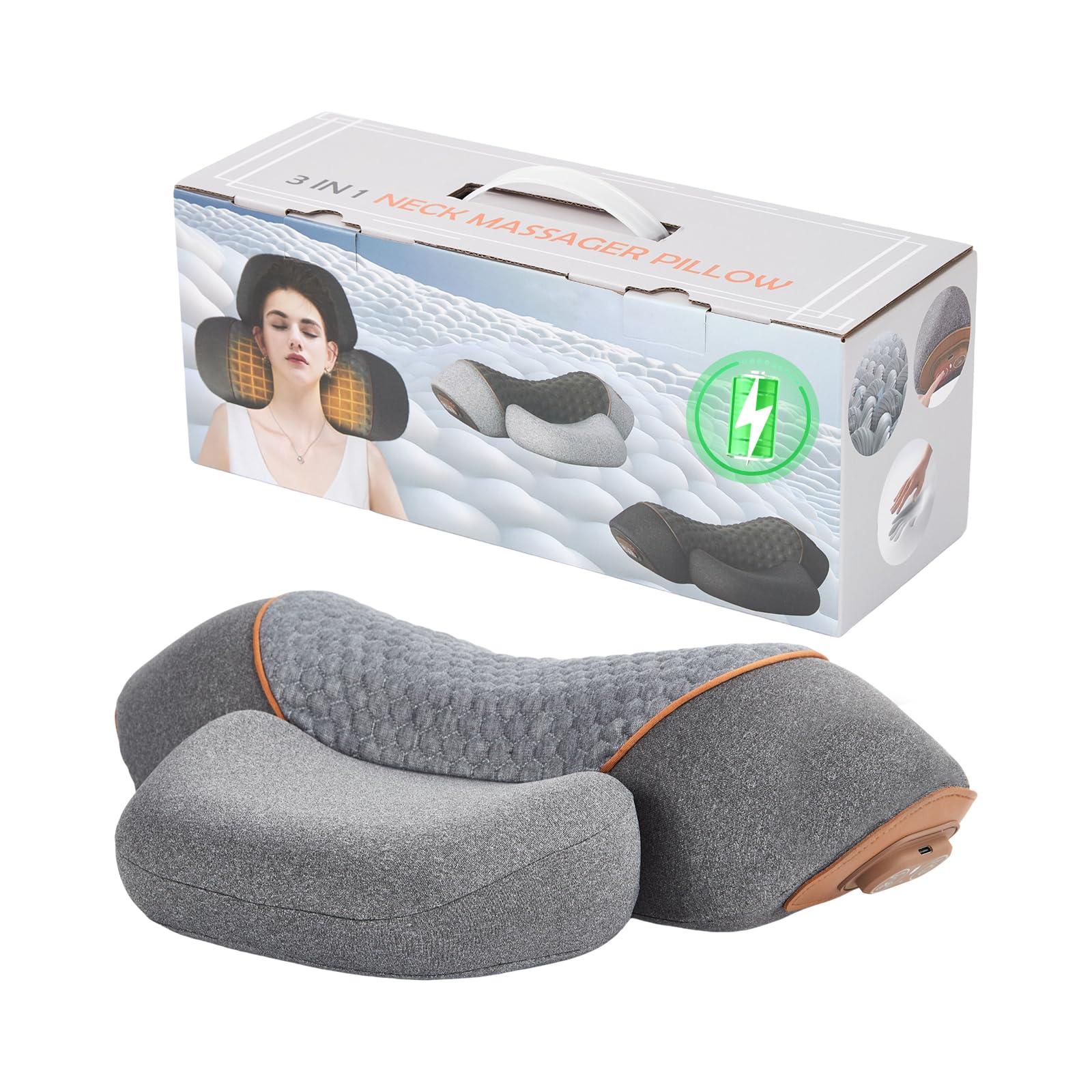 TUFPUZRLCT 3-in-1 neck massager pillow front view