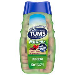 TUMS Naturals Antacid Chewable Tablets bottle 190 count