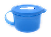 Tupperware Crystalwave blue 16 oz soup mug front view