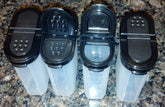 Tupperware large spice shaker set of four with black seals