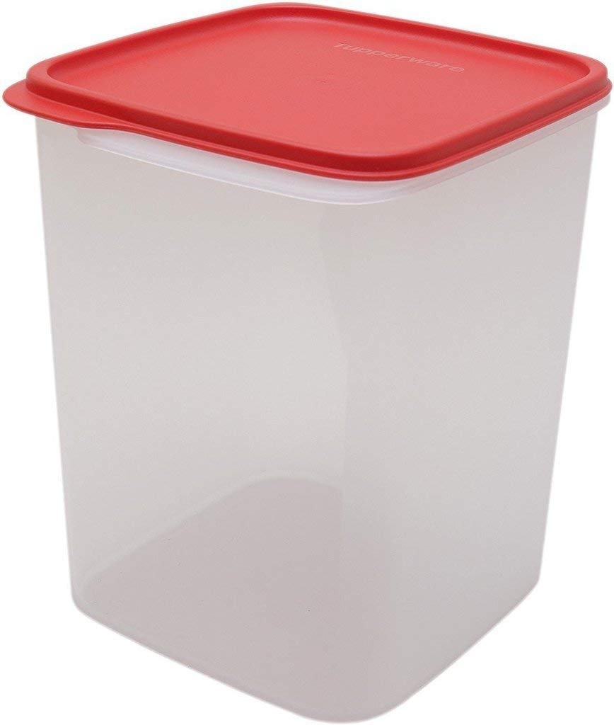 Tupperware Square Smart Saver Container 5.4 L white body red lid