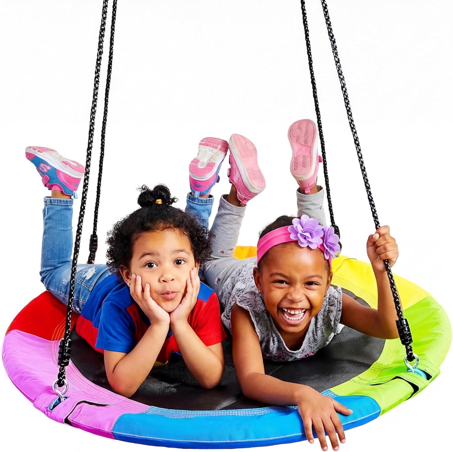 TURFEE 40 inch saucer tree swing rainbow for kids