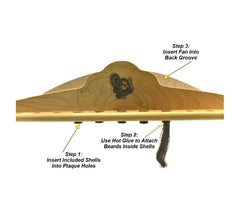 Engraved hardwood turkey plaque for trophy display of fan and beards
