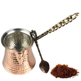 Turkish coffee pot with copper spoon set 9 oz