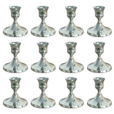twelve-piece silver taper candle holders set