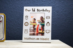 Twins first birthday picture frame 5x7 size display