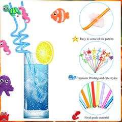 Twisted sea creature straws with ocean theme