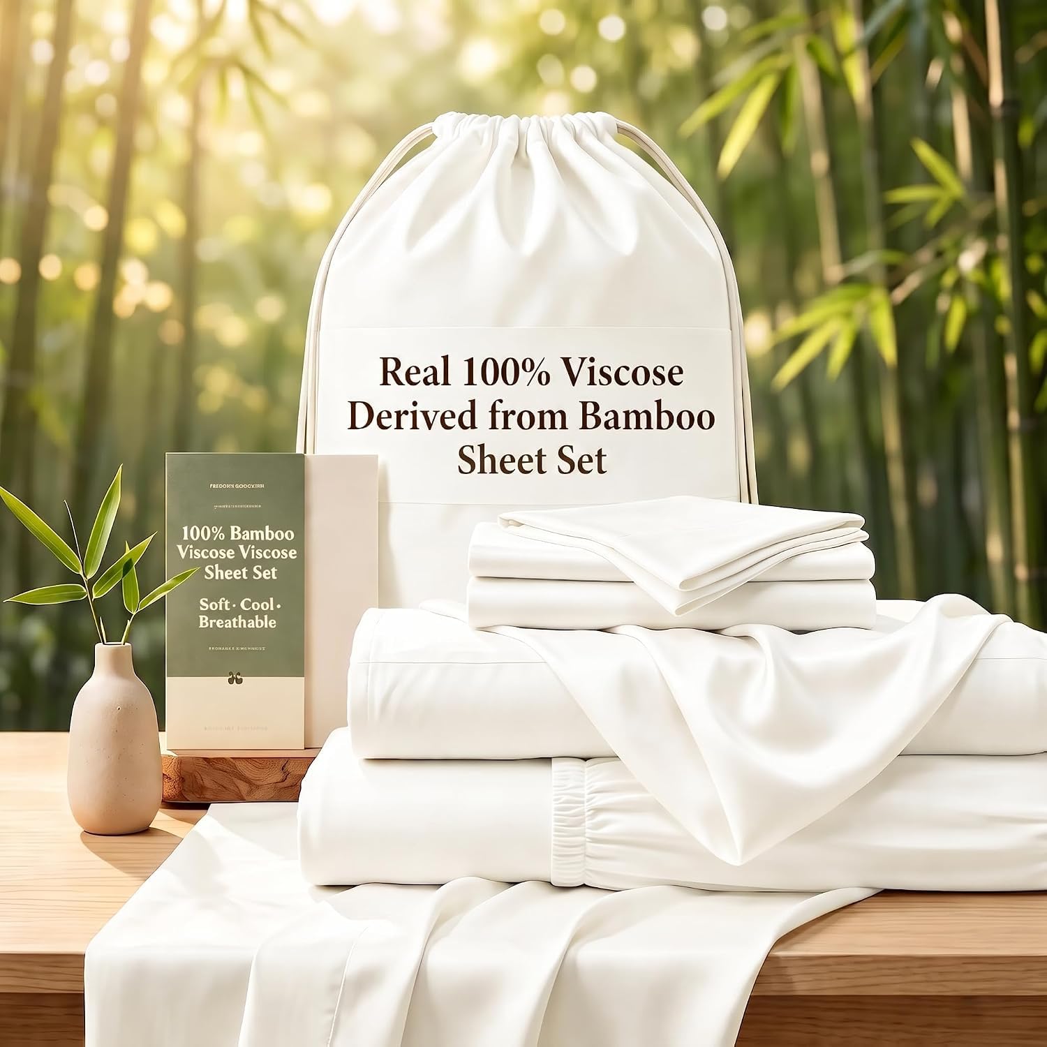 TWK bamboo bed sheets packaging King White
