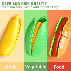 Toy knives and cutting boards with play food set