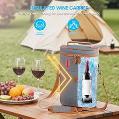 Removable divider keeps two bottles separated inside the bag