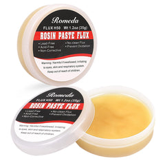 Two jars of rosin solder flux paste for lead-free electronics