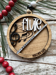 Handpainted two-layer wood ornament made in North Carolina