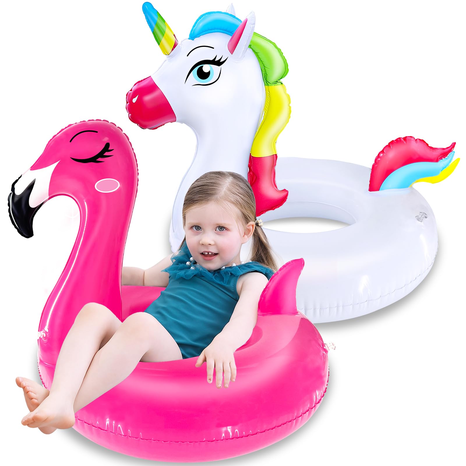 Two pack flamingo pool float for kids 3-8 years