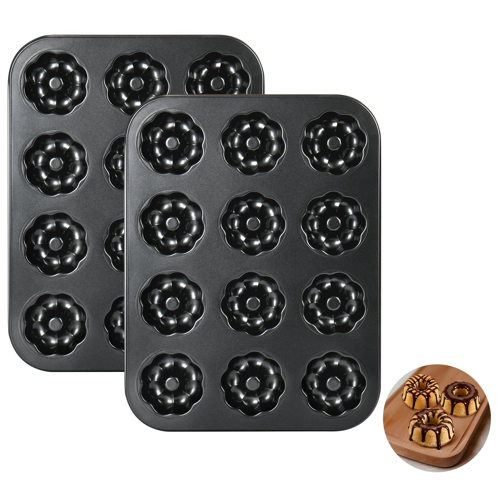 Two-pack mini bundt cake pans for baking