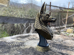 Two-piece assembly Anubis bust statue