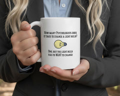Two sided design mug for left or right handed use