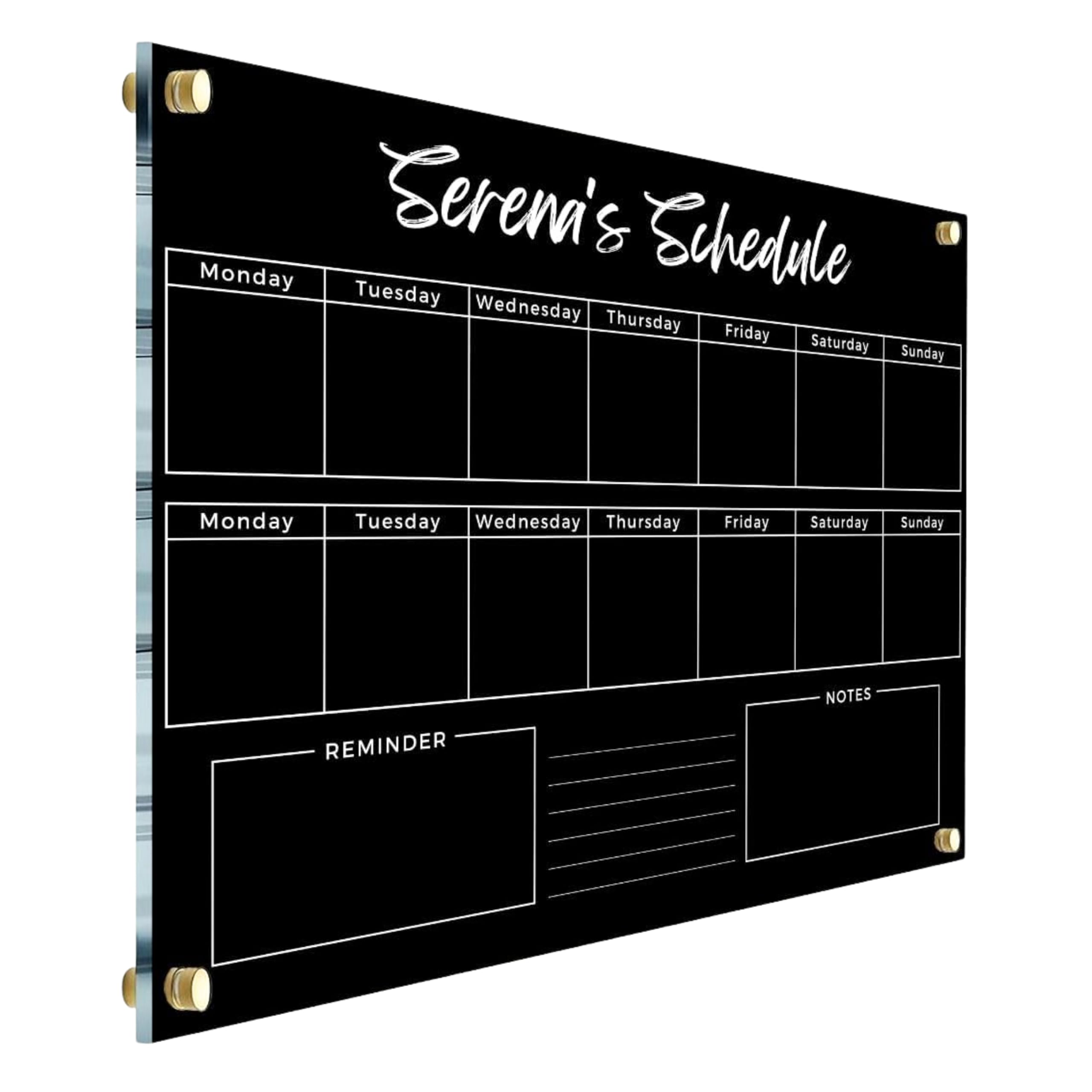 Two Week Planner Acrylic Calendar 2026 front view