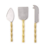 Two's Company Gold Bamboo Cheese Knives 7 inch Set of 3