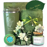 TXBOSWF 17oz green tumbler in gift basket