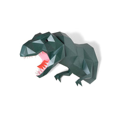 Tyrannosaurus rex trophy paper sculpture dark green color