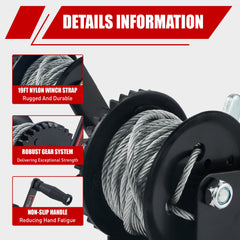 21 cm curved handle for easy cranking on TYT winch