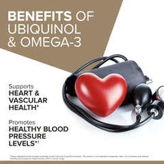 Qunol heart health supplement Ubiquinol Omega-3 90ct label