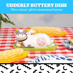 Udderly Buttery Butter Dish holds 1 stick ceramic