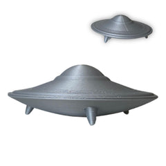 UFO Flying Saucer Figurine silver finish on desk