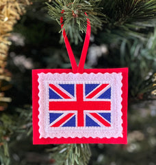 UK flag Christmas ornament size 3 x 3.75 inches