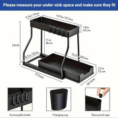 Space-saving organizer height 12.8 inches