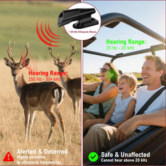 Ultrasonic and wind deer whistles for dual frequency signaling