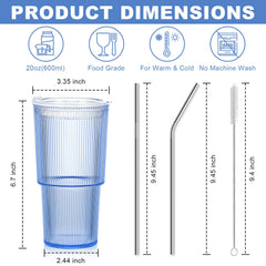 Unbreakable 20oz plastic tumbler with leak-proof lid blue