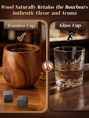 Close up of uncharred interior wooden whiskey glass