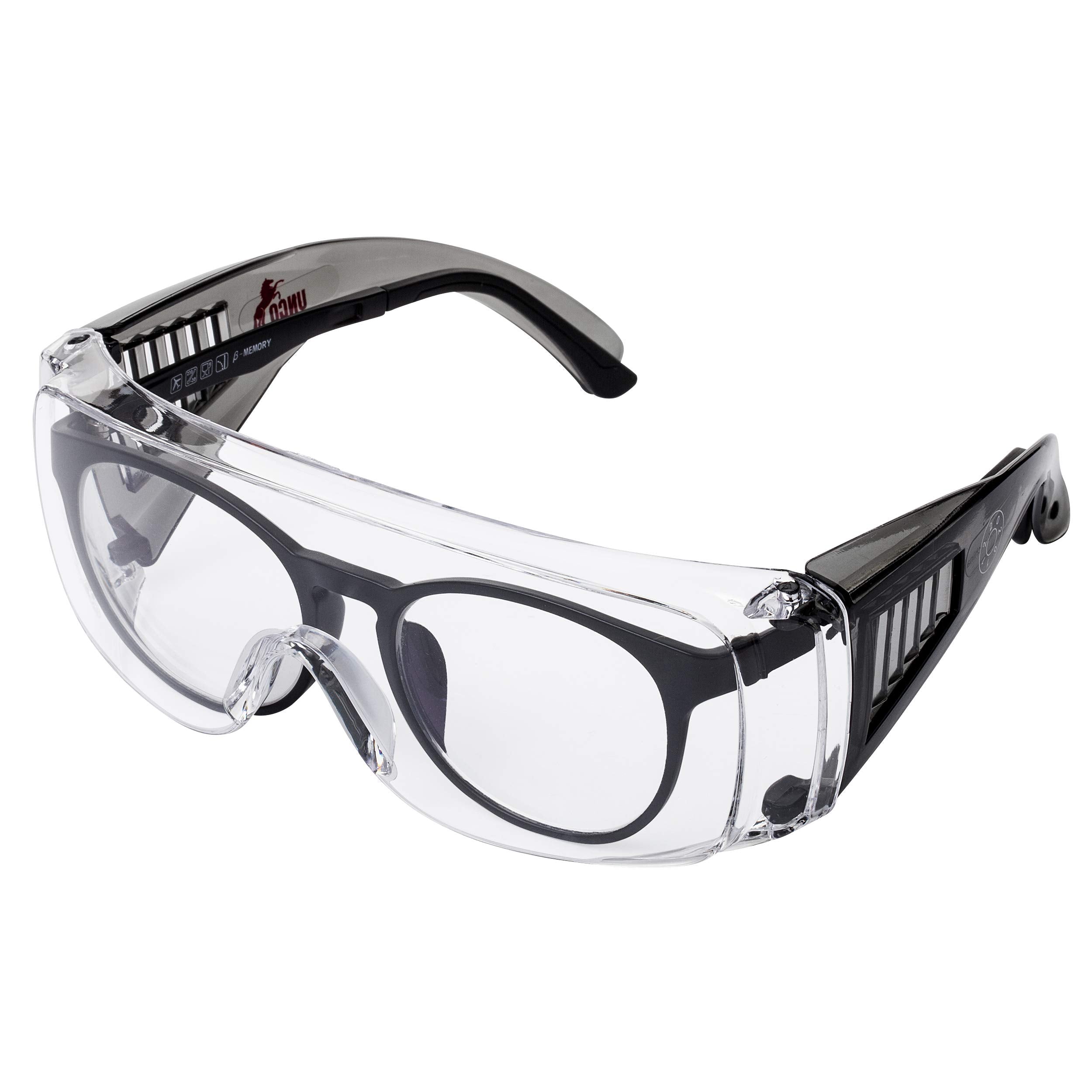 UNCO safety goggles over glasses product image showing over-glasses fit