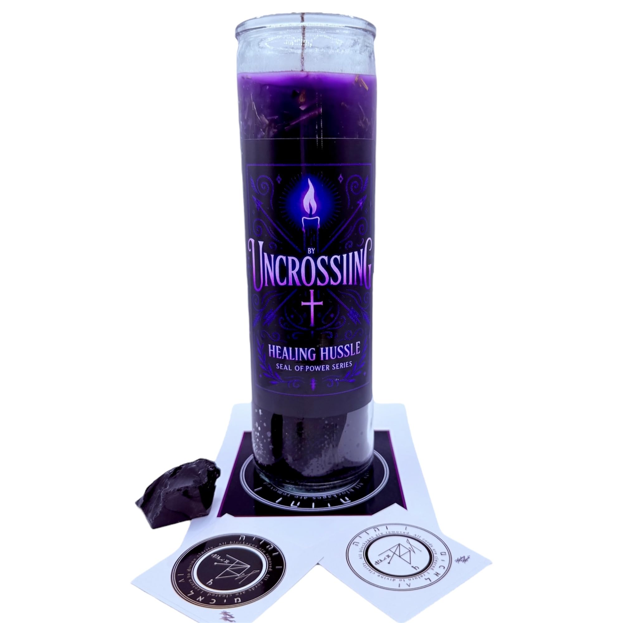 Uncrossing Candle with Amethyst and Black Obsidian infusion