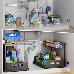 L-shaped pipe-friendly design for around under-sink plumbing