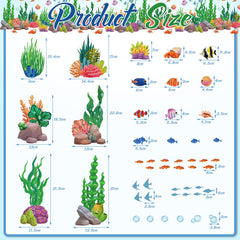 Ocean animals magnets featuring fish seaweed coral reef and shells